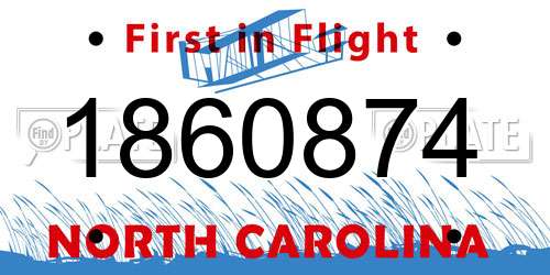 1860874 North Carolina License Plate