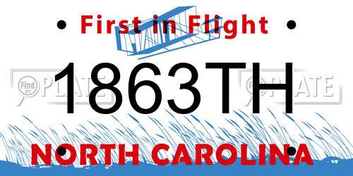 1863TH North Carolina License Plate