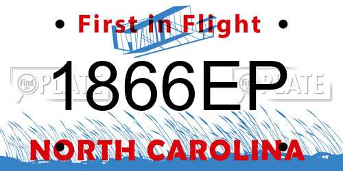 1866EP North Carolina License Plate