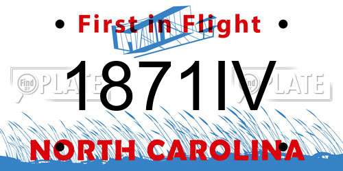 1871IV North Carolina License Plate