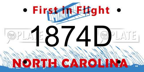 1874D North Carolina License Plate