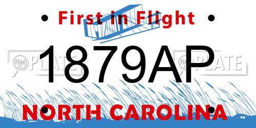 1879AP North Carolina License Plate