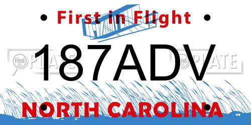 187ADV North Carolina License Plate