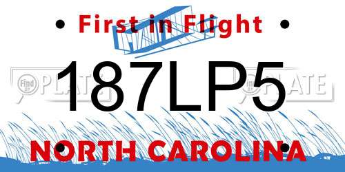 187LP5 North Carolina License Plate