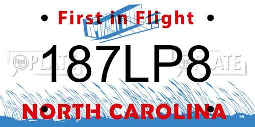 187LP8 North Carolina License Plate