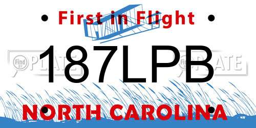 187LPB North Carolina License Plate