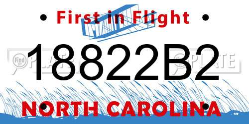18822B2 North Carolina License Plate