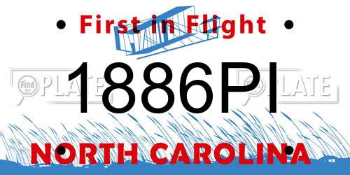1886PI North Carolina License Plate