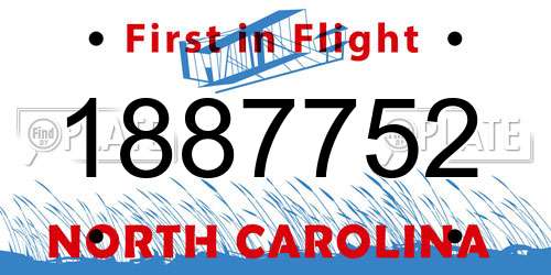 1887752 North Carolina License Plate