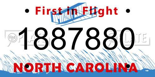 1887880 North Carolina License Plate