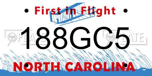 188GC5 North Carolina License Plate