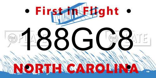 188GC8 North Carolina License Plate