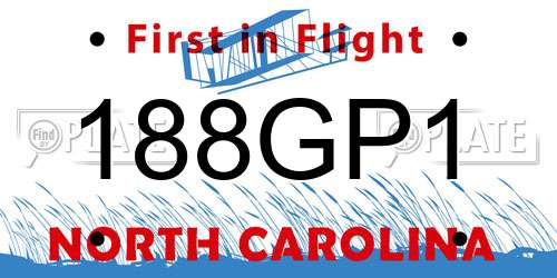 188GP1 North Carolina License Plate