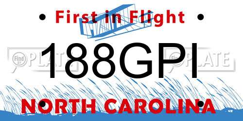 188GPI North Carolina License Plate