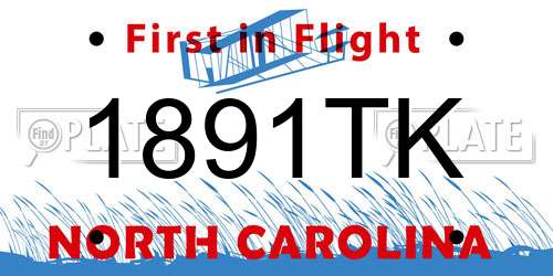 1891TK North Carolina License Plate