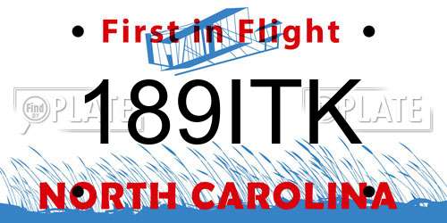 189ITK North Carolina License Plate