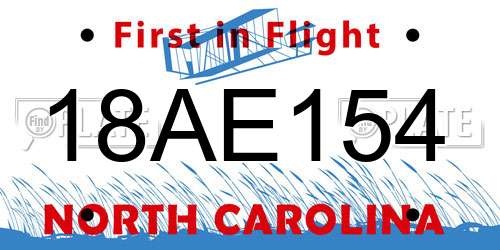 18AE154 North Carolina License Plate