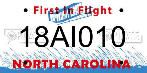 18AI010 North Carolina License Plate