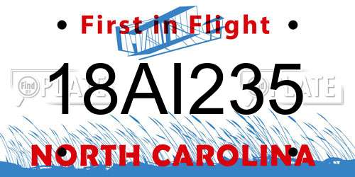 18AI235 North Carolina License Plate