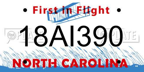 18AI390 North Carolina License Plate