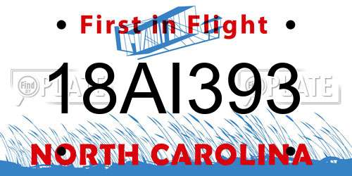 18AI393 North Carolina License Plate