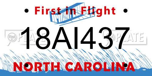 18AI437 North Carolina License Plate