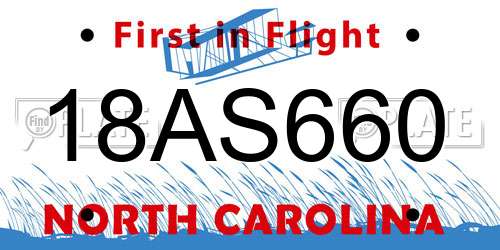 18AS660 North Carolina License Plate