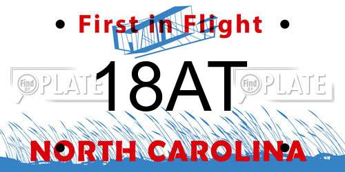 18AT North Carolina License Plate
