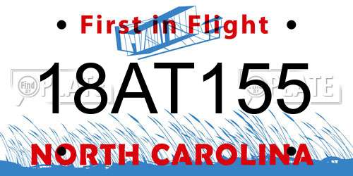 18AT155 North Carolina License Plate