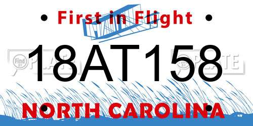 18AT158 North Carolina License Plate