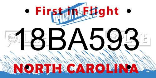 18BA593 North Carolina License Plate