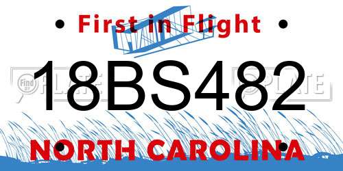 18BS482 North Carolina License Plate