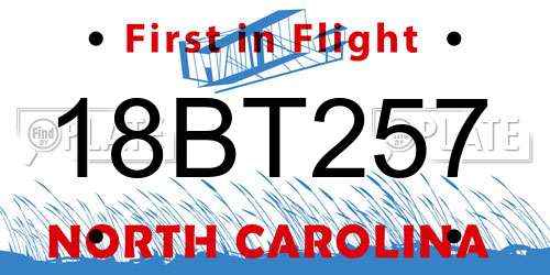 18BT257 North Carolina License Plate