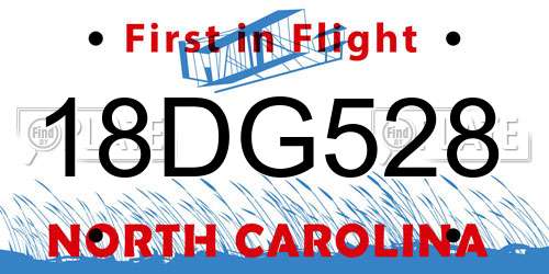 18DG528 North Carolina License Plate