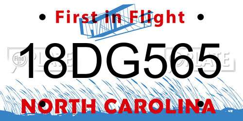 18DG565 North Carolina License Plate