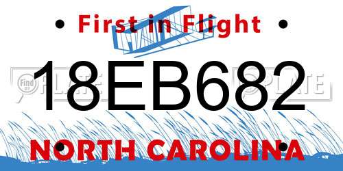 18EB682 North Carolina License Plate