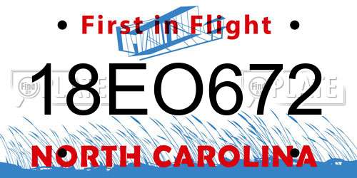 18EO672 North Carolina License Plate