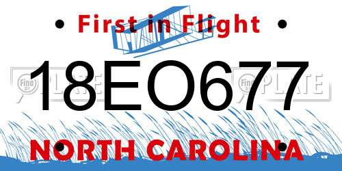 18EO677 North Carolina License Plate