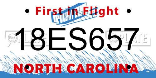 18ES657 North Carolina License Plate