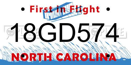 18GD574 North Carolina License Plate