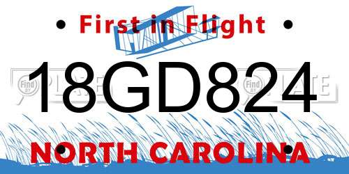 18GD824 North Carolina License Plate