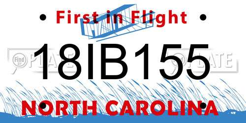 18IB155 North Carolina License Plate