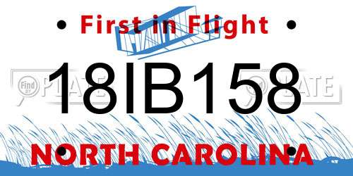18IB158 North Carolina License Plate