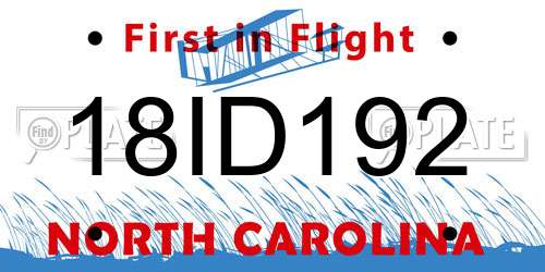 18ID192 North Carolina License Plate