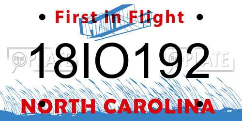 18IO192 North Carolina License Plate