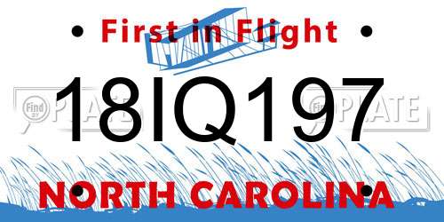 18IQ197 North Carolina License Plate