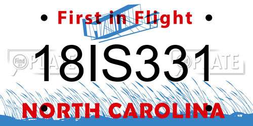 18IS331 North Carolina License Plate