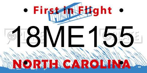 18ME155 North Carolina License Plate