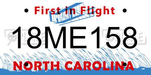 18ME158 North Carolina License Plate