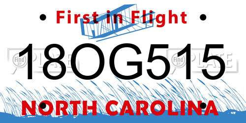 18OG515 North Carolina License Plate